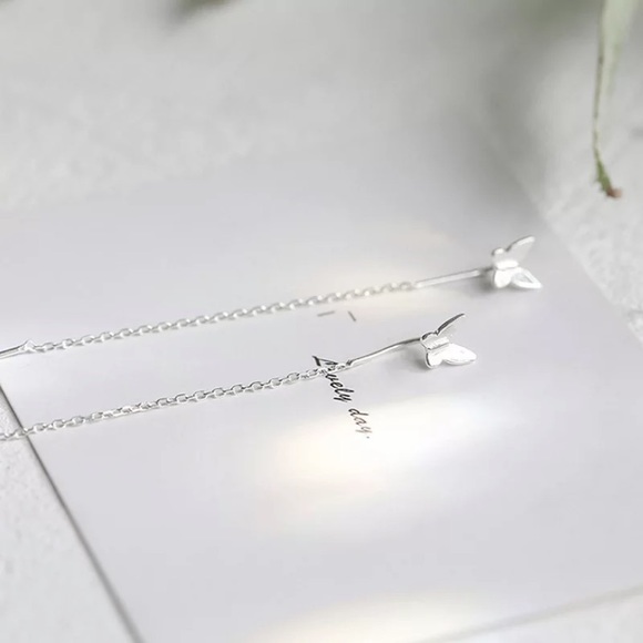 “Flutter On” Butterfly Unique Threader Earrings - Picture 5 of 9